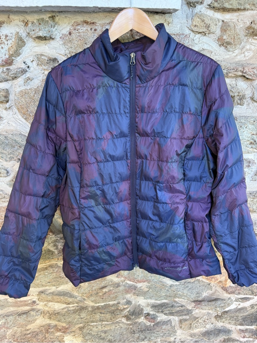 Eddie Bauer Women’s Lightweight Down Jacket Blue Purple  Multicolor Print